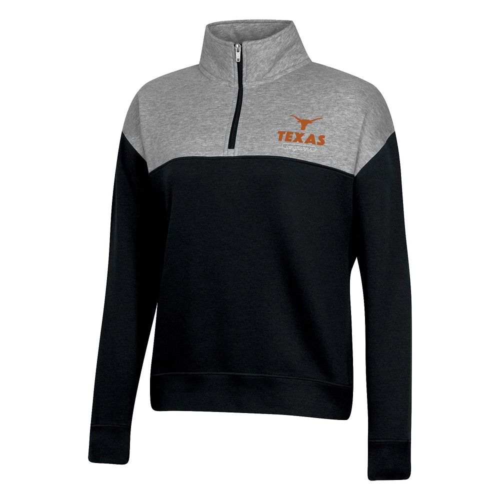 Sweat Champion Texas Longhorns pour femme avec fermeture éclair quart de couleur et couleurs contrastées