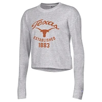Women's Champion Gray Texas Longhorns Boyfriend Cropped Long Sleeve T-Shirt