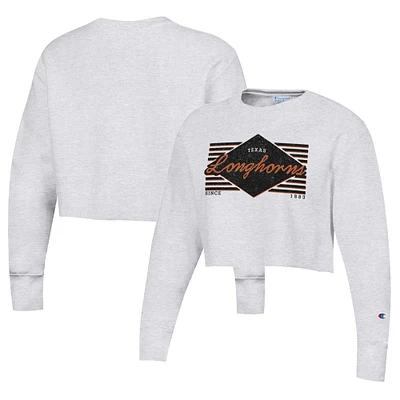 Sweat-shirt court à tissage inversé Texas Longhorns Champion gris chiné pour femme