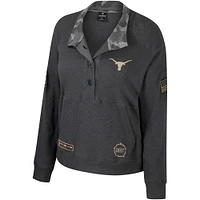 Sweat-shirt thermique Colosseum Heather Charcoal Texas Longhorns OHT pour femmes, Appréciation militaire Payback Henley