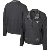 Sweat-shirt thermique Colosseum Heather Charcoal Texas Longhorns OHT pour femmes, Appréciation militaire Payback Henley