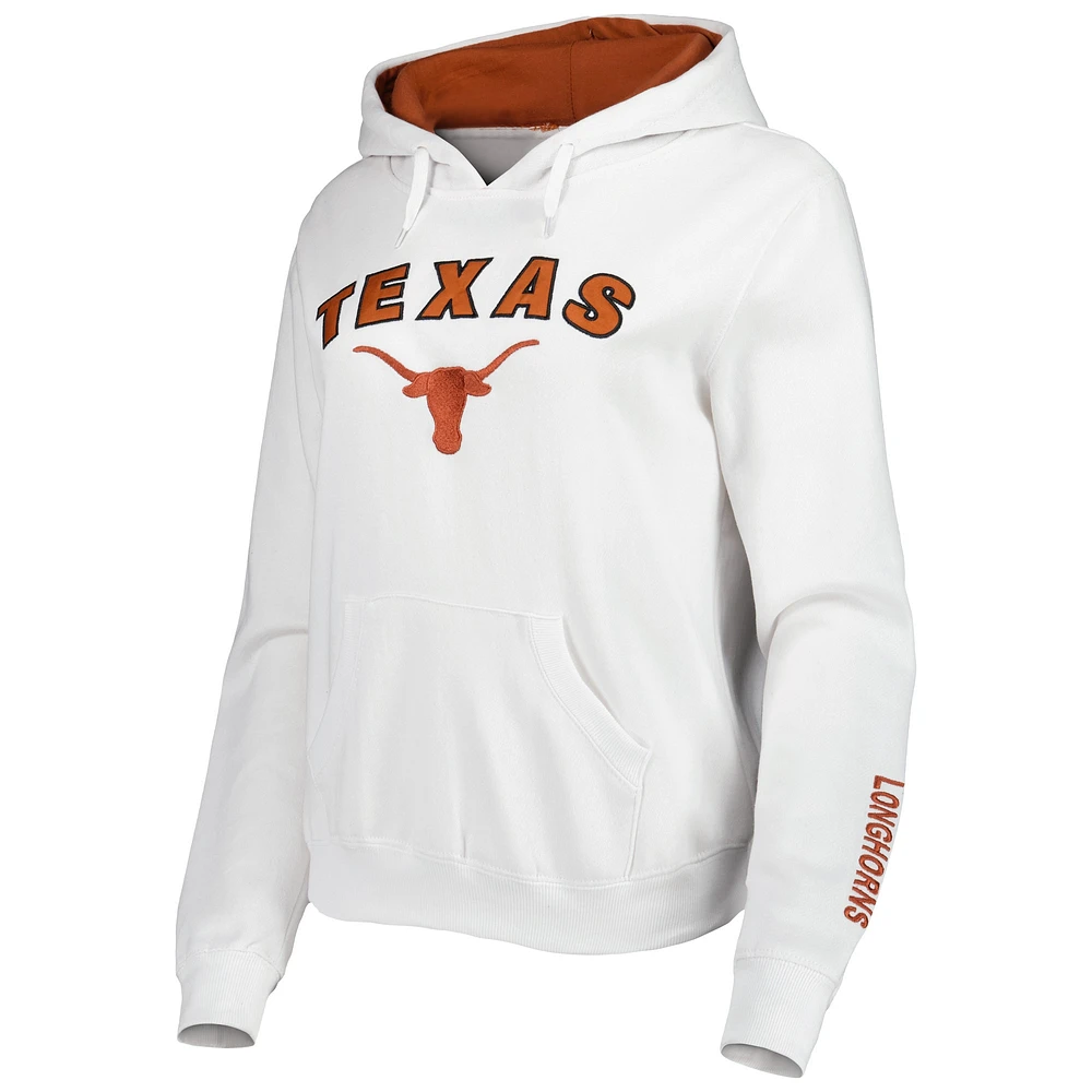 Women's Colosseum White Texas Longhorns Arch & Logo Pullover Hoodie