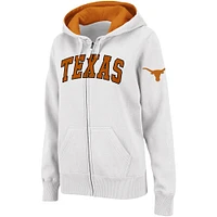 Women's Colosseum  White Texas Longhorns Arched Name Full-Zip Hoodie