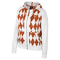 Women's Colosseum White Texas Longhorns The Dealio Argyle Full-Zip Jacket