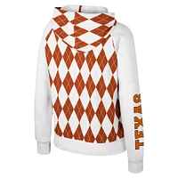 Women's Colosseum White Texas Longhorns The Dealio Argyle Full-Zip Jacket