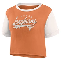 T-shirt Fanatics Texas Orange Longhorns pour femmes avec queue de script à blocs couleurs