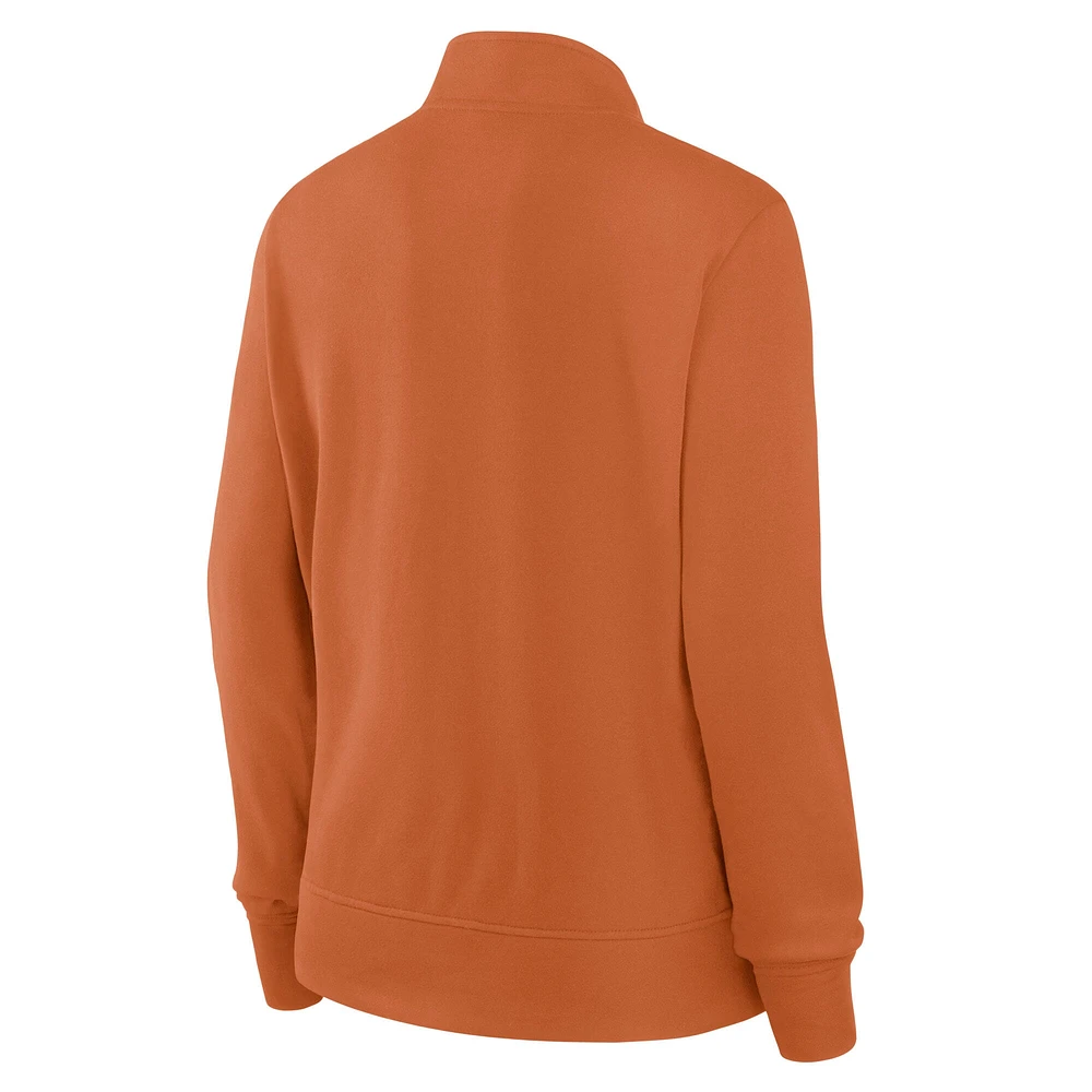 Veste zippée quart de tour en French Terry Velocity Texas Orange Longhorns Fanatics pour femme