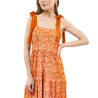 Women's Smith & Quinn  Orange Texas Longhorns Tied Shoulder Tiered Maxi Dress