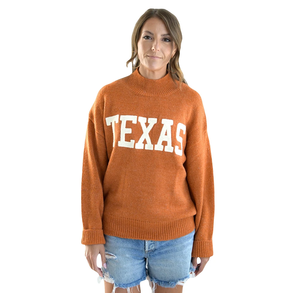 Women's Texas Orange Longhorns Oversized Varsity Sweater
