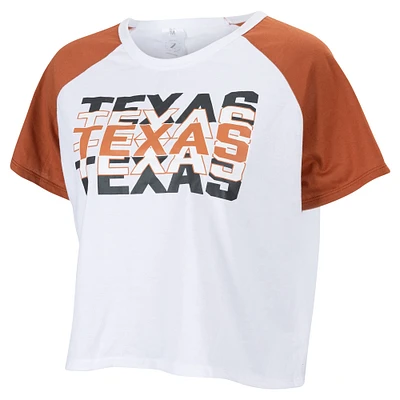 T-shirt court ZooZatz blanc Texas Longhorns Colorblock Repeat Raglan pour femmes