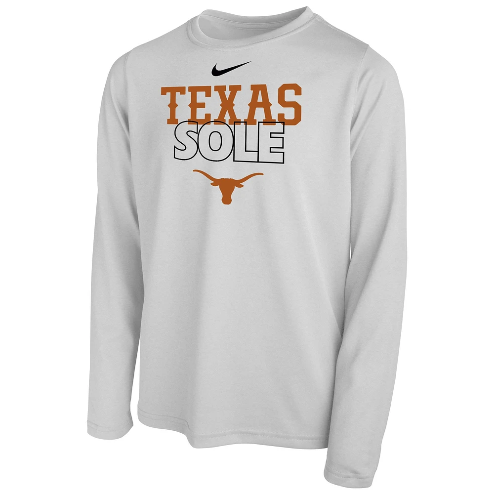 Youth Nike  White Texas Longhorns 2023 On Court Sole Bench T-Shirt