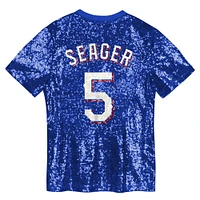 Juniors Corey Seager Royal Texas Rangers Name & Number Sequin V-Neck Top
