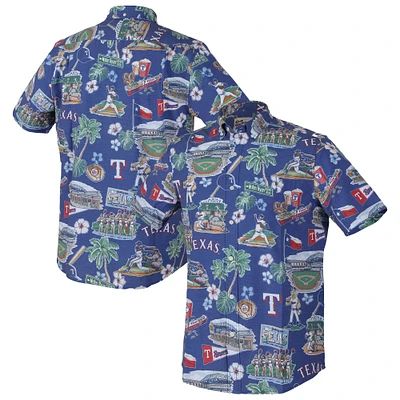 Haut boutonné de performance Reyn Spooner Royal Texas Rangers Scenic Tri-Blend pour homme