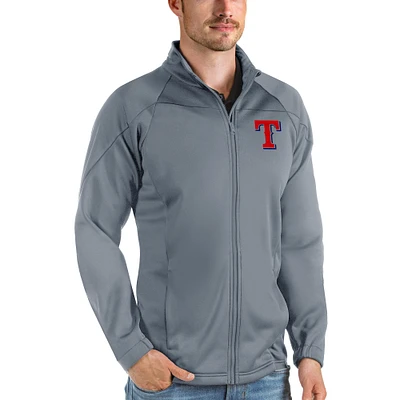 Men's Antigua Gray Texas Rangers Links Full-Zip Golf Jacket