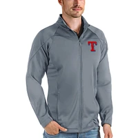 Men's Antigua Gray Texas Rangers Links Full-Zip Golf Jacket