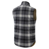 Men's Darius Rucker Collection by Fanatics Tan/Charcoal Texas Rangers Reversible Canvas & Plaid Patch Full-Zip Vest