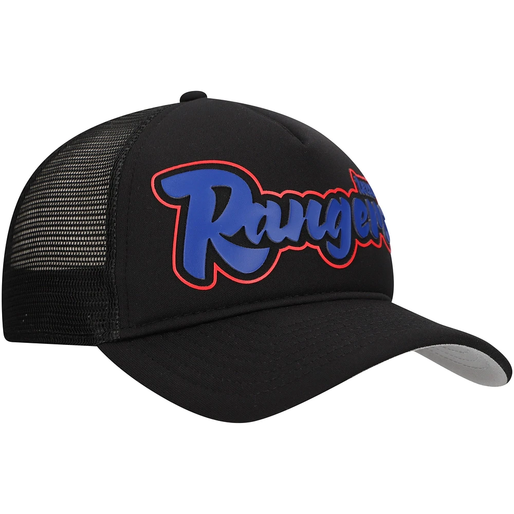 Men's New Era Black Texas Rangers Retro Bold A-Frame Trucker 9FORTY Adjustable Hat