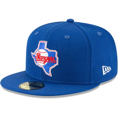 Casquette ajustée 59FIFTY en laine de la collection Cooperstown des Texas Rangers New Era pour homme, bleu
