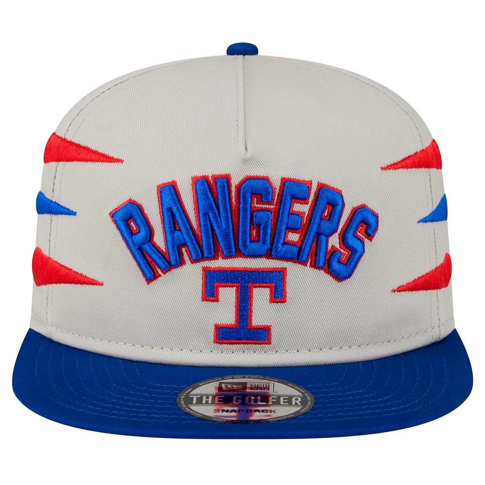 Casquette snapback Texas Rangers Iron Golfer de New Era pour homme, couleur crème