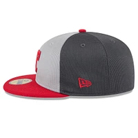 Men's New Era  Gray/Red Texas Rangers 2025 Batting Practice 59FIFTY Fitted Hat