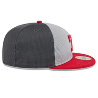 Men's New Era  Gray/Red Texas Rangers 2025 Batting Practice 59FIFTY Fitted Hat
