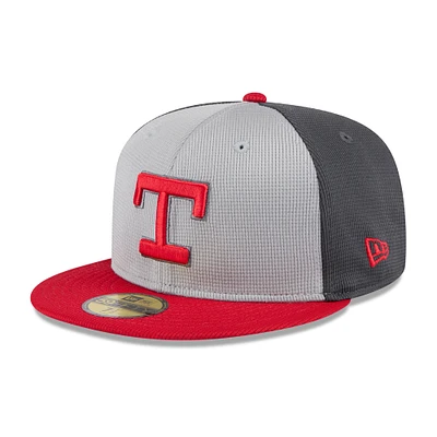 V107988 Ranger Mlb Nwe 2025 Entraînement au bâton gris 59fifty HATMENHIC 60640173 #27