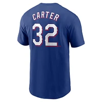 T-shirt Nike Evan Carter Royal Texas Rangers Fuse avec nom et numéro pour homme