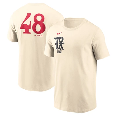 T-shirt Nike Jacob deGrom crème Texas Rangers City Connect Fuse avec nom et numéro pour homme