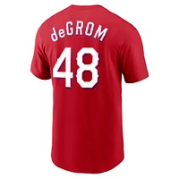 T-shirt avec nom et numéro des Texas Rangers Nike Jacob deGrom rouge pour homme