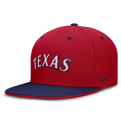 Casquette Nike True Primetime Performance bicolore rouge/bleu royal pour homme des Texas Rangers