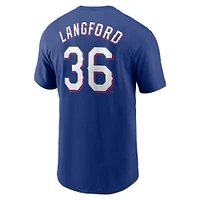 Men's Nike Wyatt Langford Royal Texas Rangers Fuse Name & Number T-Shirt