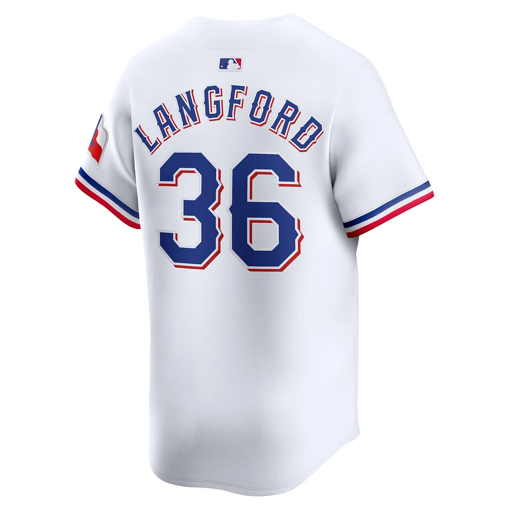 Men's Nike Wyatt Langford White Texas Rangers Home Limited Player Jersey