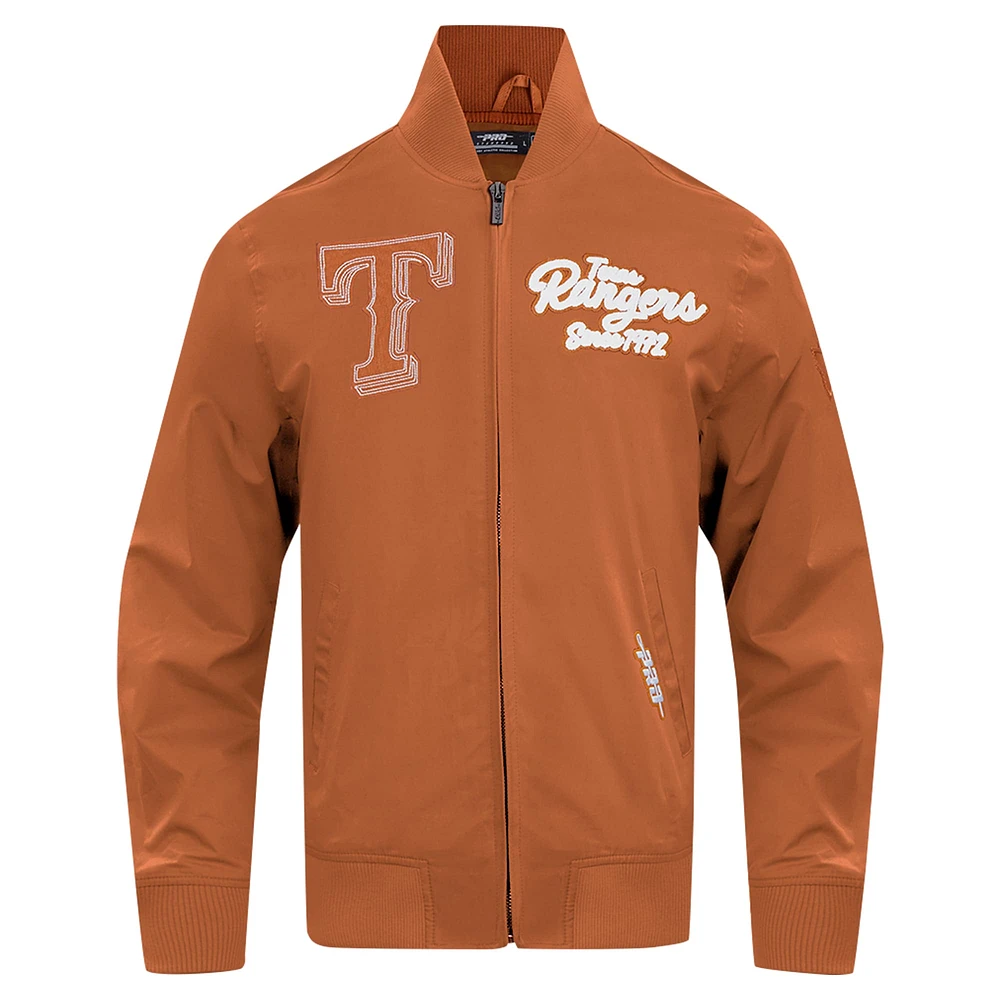 Men's Pro Standard Brown Texas Rangers Paint The City Twill Full-Zip Jacket