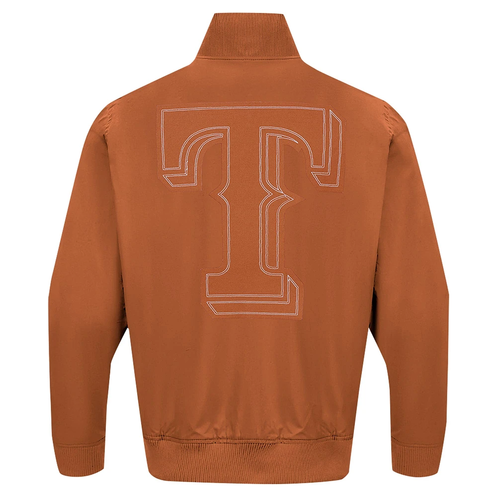 Men's Pro Standard Brown Texas Rangers Paint The City Twill Full-Zip Jacket