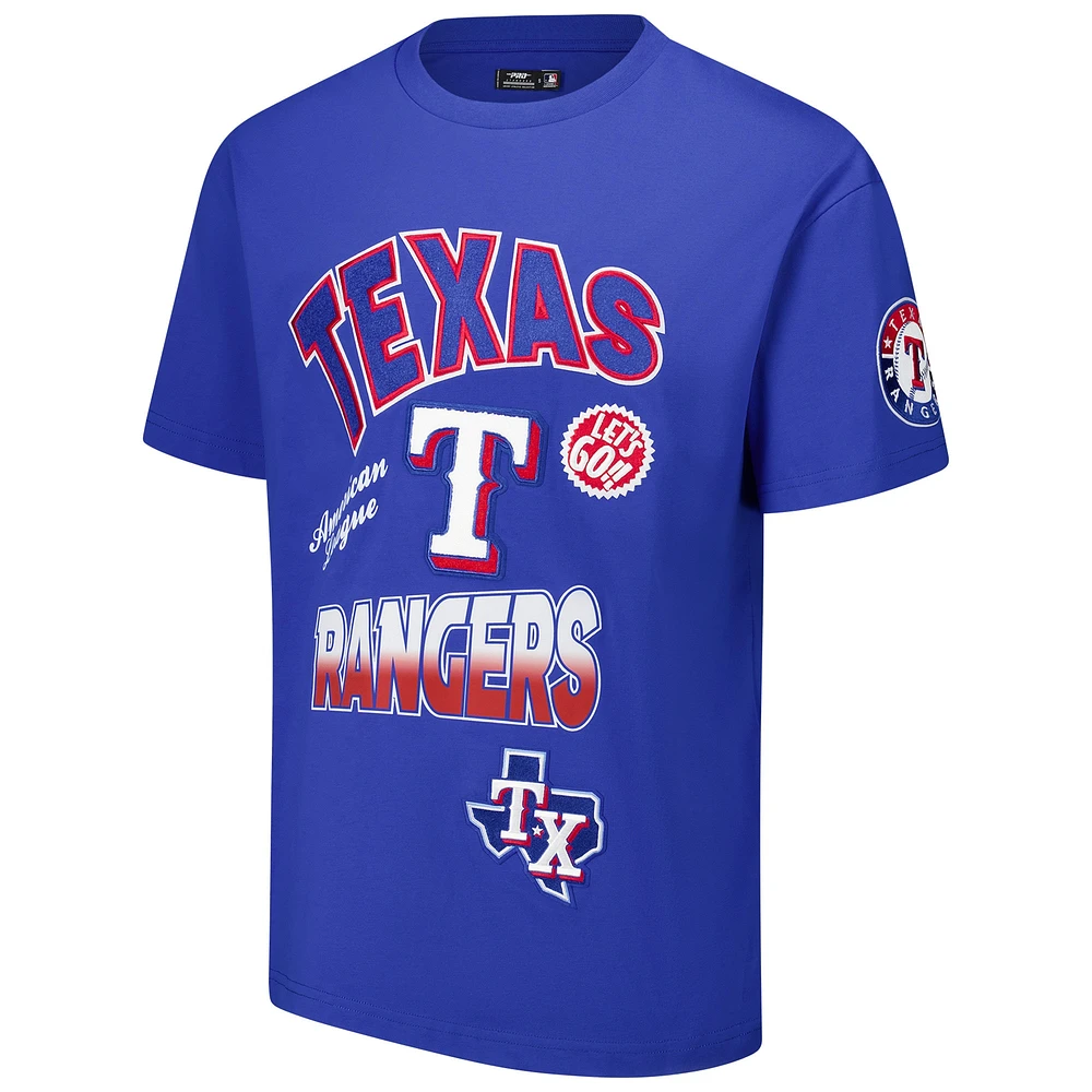 Men's Pro Standard Royal Texas Rangers Turn It Up Dropped Shoulder T-Shirt
