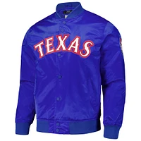 Men's Pro Standard Royal Texas Rangers Wordmark Satin Full-Snap Jacket