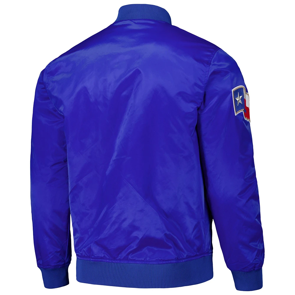 Men's Pro Standard Royal Texas Rangers Wordmark Satin Full-Snap Jacket