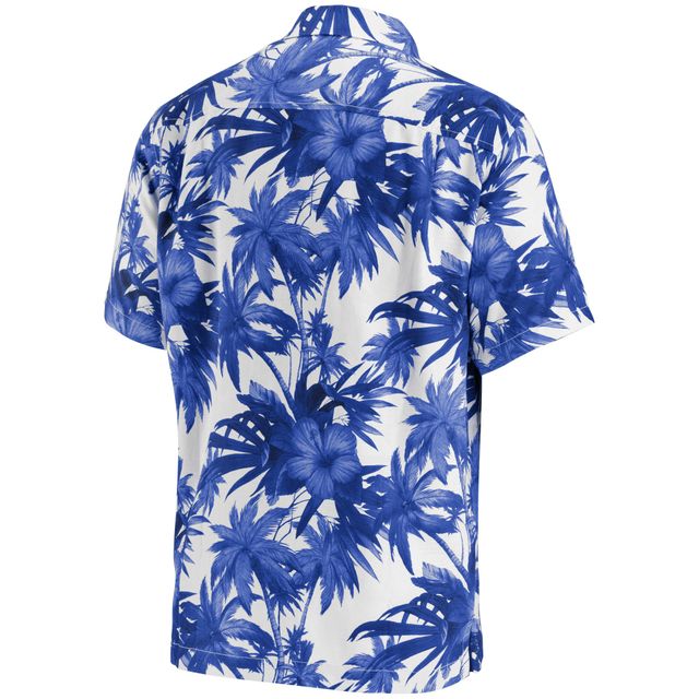 Chemise boutonnée à manches courtes Tommy Bahama Texas Rangers Sport Harbor Island Hibiscus pour homme, bleu clair