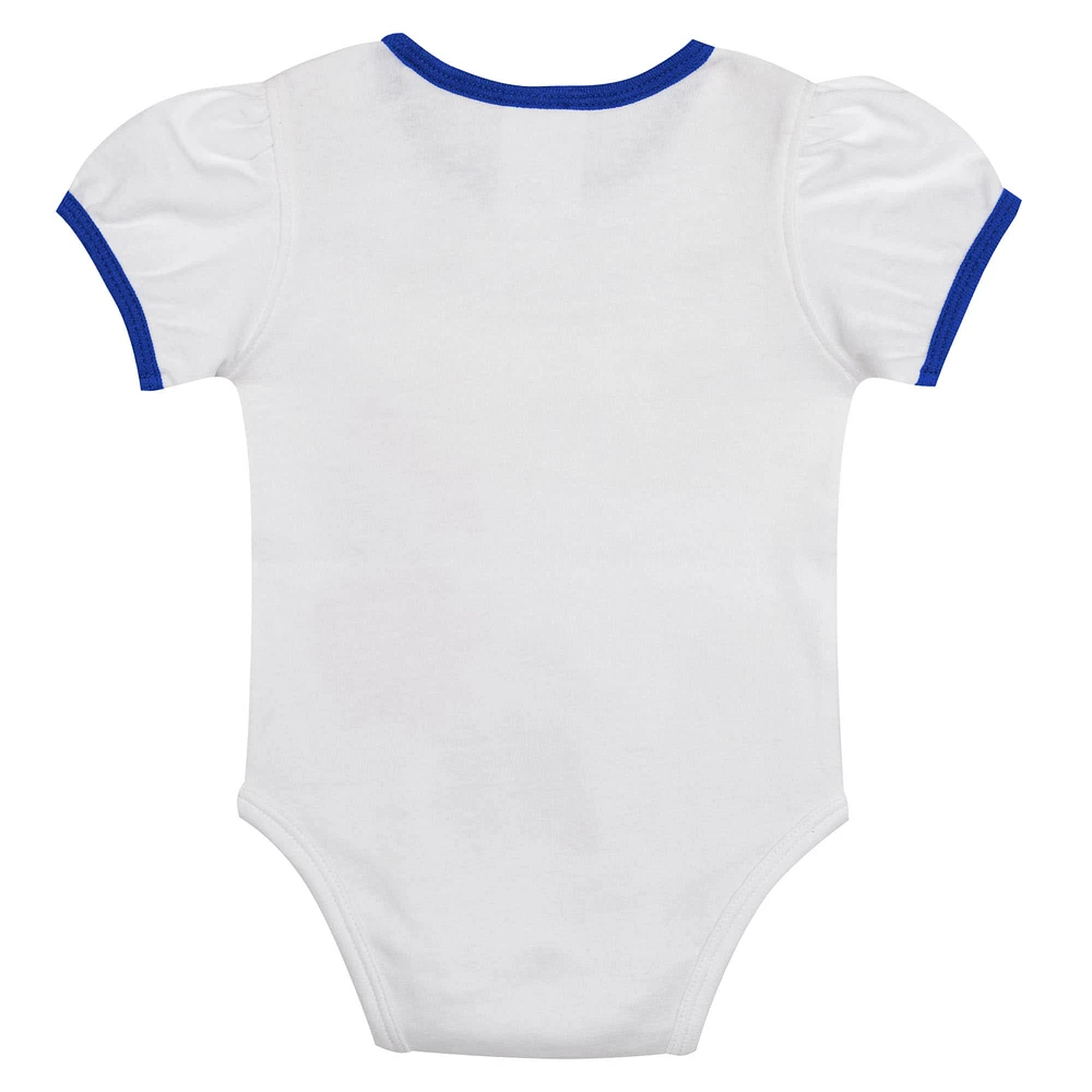 Newborn White/Royal Texas Rangers Sweet Catcher 3-Piece Bodysuit, Headband and Skirt Set