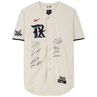 Texas Rangers 2023 MLB World Series Champions Autographed Nike City Connect Max Scherzer Jersey with 8 Signatures including Corey Seager, Adolis Garcia and Max Scherzer - Limited Edition of 10