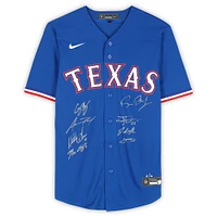 Texas Rangers 2023 MLB World Series Champions Multi-Signed Blue Nike Max Scherzer Jersey with 8 Signatures including Corey Seager, Adolis Garcia & Max Scherzer - Limited Edition of 10