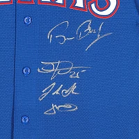 Texas Rangers 2023 MLB World Series Champions Multi-Signed Blue Nike Max Scherzer Jersey with 8 Signatures including Corey Seager, Adolis Garcia & Max Scherzer - Limited Edition of 10