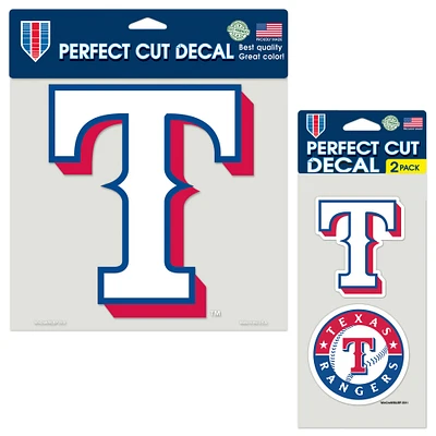 Lot de trois feuilles de décalcomanies WinCraft Texas Rangers Perfect Cut