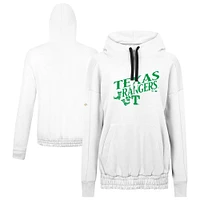 Women's Levelwear  White Texas Rangers St. Patrick's Day Waterfall Boots Pullover Hoodie