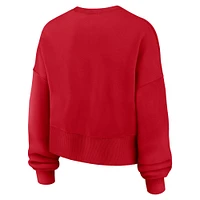 Women's Nike Red Texas Rangers Oversized High Hip Pullover Sweatshirt
