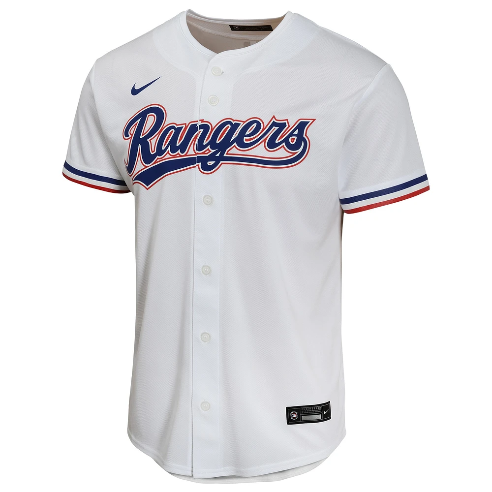 Maillot de joueur match à domicile Nike Jacob deGrom pour jeunes des Texas Rangers, blanc
