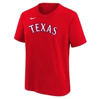 T-shirt Nike Jonah Heim pour jeune avec nom et numéro des Texas Rangers, rouge