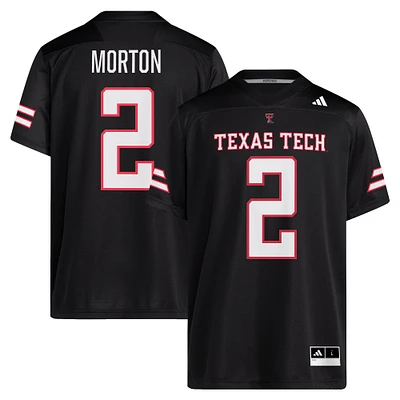 Maillot de footballeur adidas Behren Morton pour homme, noir, Texas Tech, Red Raiders, NIL