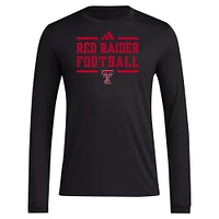 T-shirt à manches longues pour hommes adidas Texas Tech Red Raiders Locker Football Pre-Game AEROREADY
