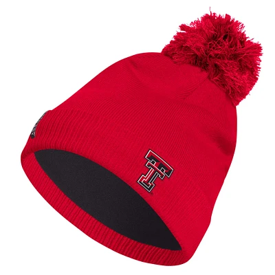 Men's adidas Red Texas Tech Red Raiders 2024 Sideline COLD.RDY Cuffed Knit Hat with Pom